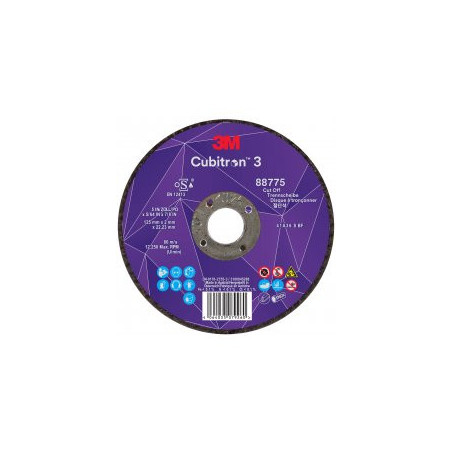 Disque à tronçonner Cubitron 3, T41, 125 mm x 2 mm x 22.2 mm, A36 - 3M | 7100304000