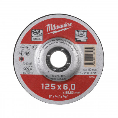 DISQUE A MEULER 125MM EPAISSEUR 6 MM CONTRACTOR 1PC - Commande uniquement par multiple de 25 - Milwaukee | 4932451482