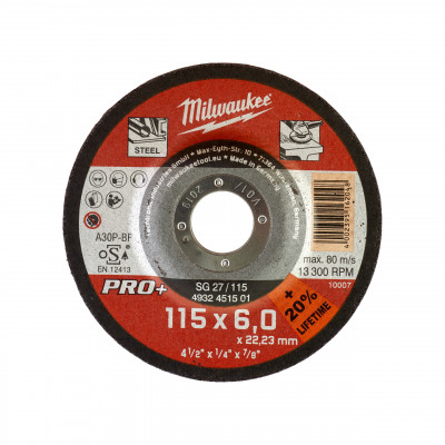 DISQUE A MEULER 115 EPAISSEUR 6 MM PRO+ 1PC - Commande uniquement par multiple de 25 - Milwaukee | 4932451501