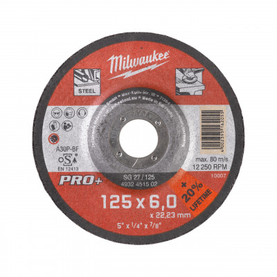 DISQUE A MEULER 125 EPAISSEUR 6 MM PRO+ 1PC - Commande uniquement par multiple de 25 - Milwaukee | 4932451502