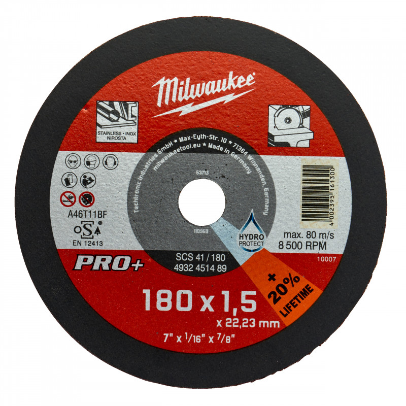 DISQUE A TRONCONNER PRO+ 180MM EPAISSEUR 1,5 MM PRO+ 1PC - Commande uniquement par multiple de 25 - Milwaukee | 4932451489