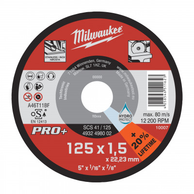 DISQUE À TRONÇONNER PRO+ 125MM X 1,5 MM - Carton - Milwaukee | 4932498002