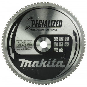 Lames carbures Specialized Panneaux sandwichs, pour scies circulaires Ø Lame 355mm, Alésage 30mm, dents 80 Makita | B-33607