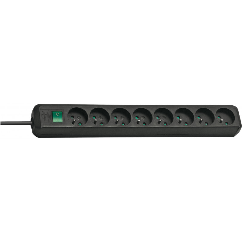 Multiprise Eco-Line 8 prises avec interrupteur, noire, 3m H05VV-F 3G1,5 - Brennenstuhl | 1159301018