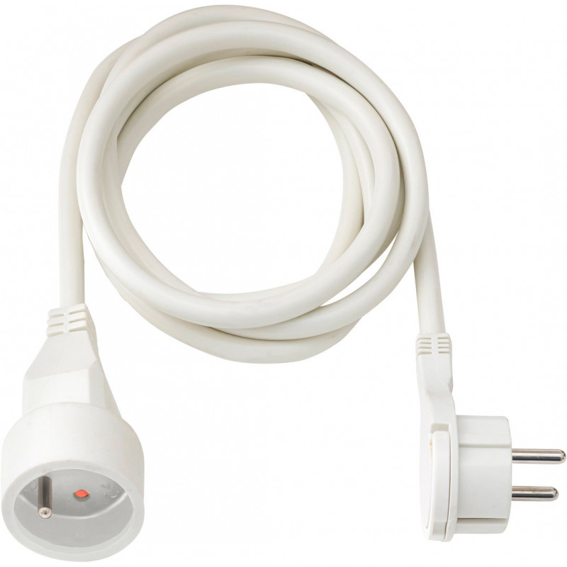 Rallonge électrique avec fiche plate, blanche, 2m H05VV-F 3G1,5 - Brennenstuhl | 1161821022