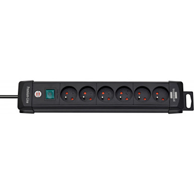 Multiprise Premium Plus 6 prises avec interrupteur, noire, 3m H05VV-F 3G1,5 - Brennenstuhl | 1390001066