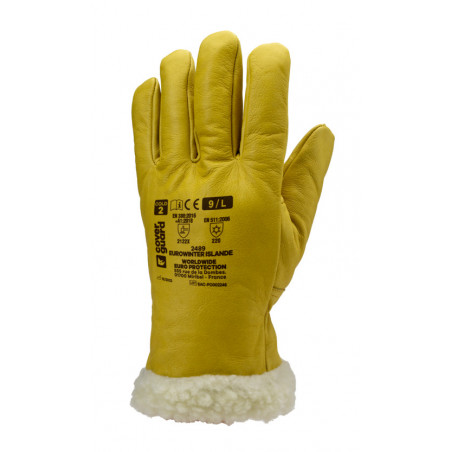 Gants EUROWINTER ISLANDE, fleur vachette jaune fourré, longueur 32cm - COVERGUARD | MO2490