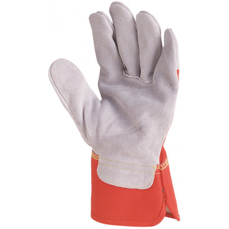Gants docker EUROSTRONG 155 croûte vachette sup. gris, toile rouge - COVERGUARD | MO155