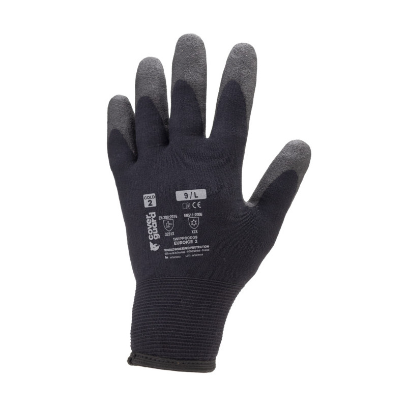 Gants EURO-ICE 2 nylon noir et acrylique, paume enduite mousse PVC noir - COVERGUARD | 1WIPP0