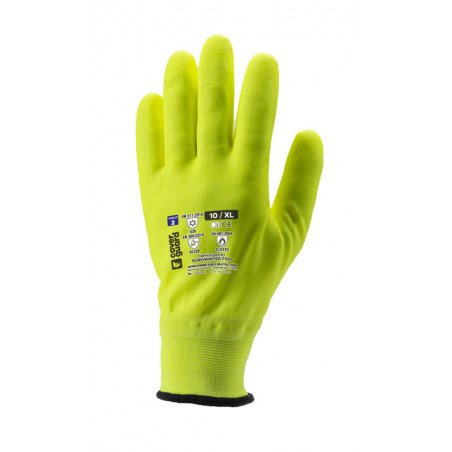 Gants EUROWINTER F100 polyamide J15, enduit total mousse nitrile jaune - COVERGUARD | 1WINY0