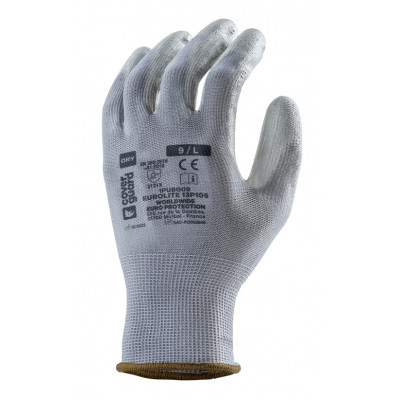 Gants EUROLITE 13P105 polyester gris J13 paume enduite PU gris - COVERGUARD | 1PUBG