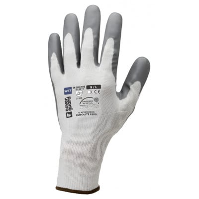 Gants EUROLITE L900 J13 PE recyclé blanc, enduit latex gris adhérisé diamant - COVERGUARD | 1LACW00