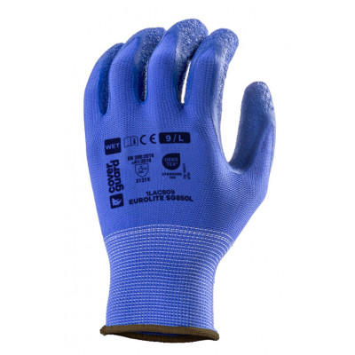 Gants EUROSTRONG SG850L J13 polyester bleu, paume enduite latex bleu - COVERGUARD | 1LACB