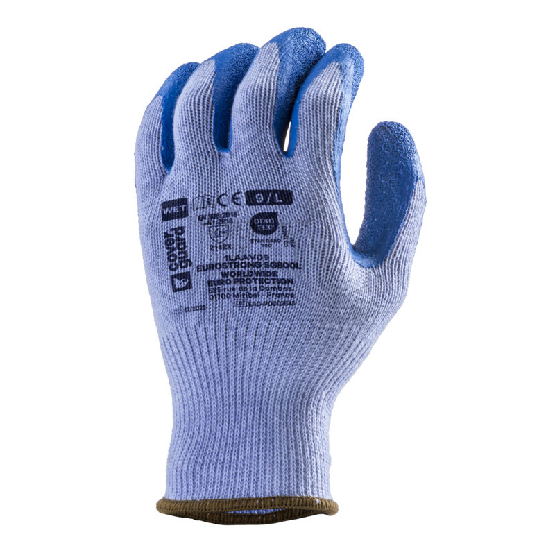 Gants EUROSTRONG SG800L, J10 polyester bleu, paume enduite latex bleu - COVERGUARD | 1LAAV