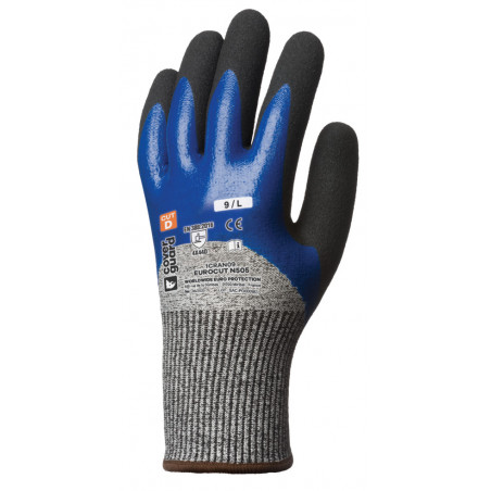 Gants EUROCUT N505 cut D.  HPPE J13 paume double enduit nitrile+3/4 dos - COVERGUARD | 1CRAN