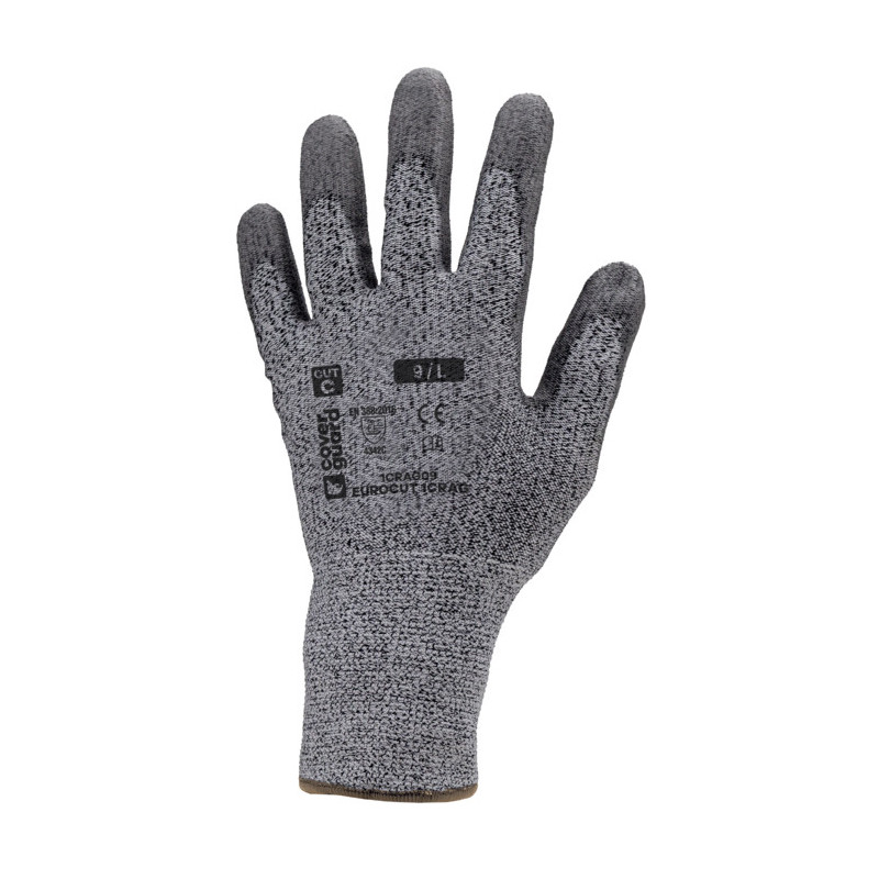 Gants EUROCUT 1CRAG CUT C. HDPA gris J13 paume enduite PU gris - COVERGUARD | 1CRAG