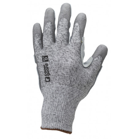 Gants EUROCUT STRONG P110 CUT D. CHALEUR 2. J13 enduit PU gris, patch cuir paume - COVERGUARD | 1CHSP00