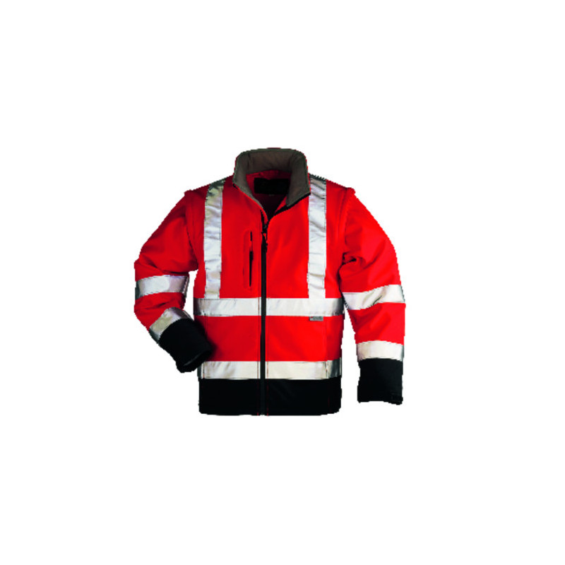 Veste softshell 2/1 STATION Polaire 300g/m2 Rouge HV/Marine