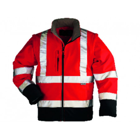 Veste softshell 2/1 - STATION - Polaire 300g/m2 - Rouge HV/Marine - COVERGUARD | MO70680