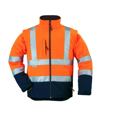 Veste softshell 2/1 - STATION - Polaire 300g/m2 - Orange HV/Marine - COVERGUARD | MO70640