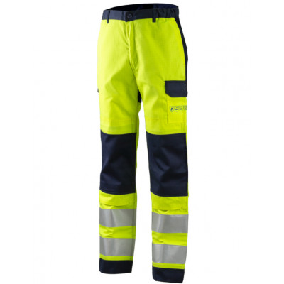 Pantalon - THOR - 78% Coton/20% Polyester/2% Fibre antistatique 300g/m2 + Bandes - Jaune HV/marine - COVERGUARD | 8MTHTY