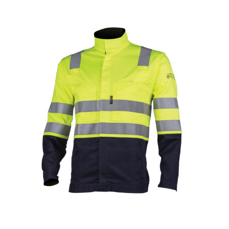 Veste - THOR - 78% Coton/20% Polyester/2% Fibre antistatique 300g/m2 + Bandes - Jaune HV/marine - COVERGUARD | 8MTHJY