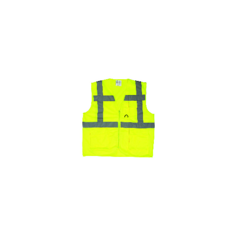 Gilet de sécurité - YARD - 100% PES + zippé multipoches + 4 bandes (sous cavalier) - Jaune HV - COVERGUARD | 7YGMY