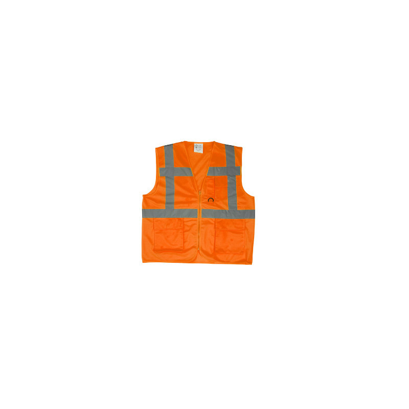 Gilet de sécurité - YARD - 100% PES + zippé multipoches + 4 bandes (sous cavalier) - Orange HV - COVERGUARD | 7YGMO
