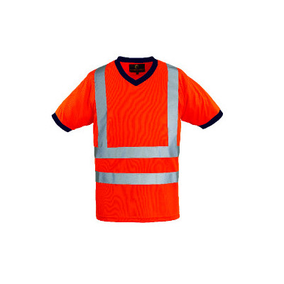 T-shirt manches courtes - YARD - 100% PES 140g/m2 - Orange HV/Marine - COVERGUARD | 7YAVO