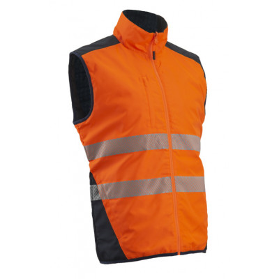 Gilet froid - YORU - Réversible Ripstop 100% PES + Bandes segmentées - Orange HV/Marine - COVERGUARD | 5YOR170