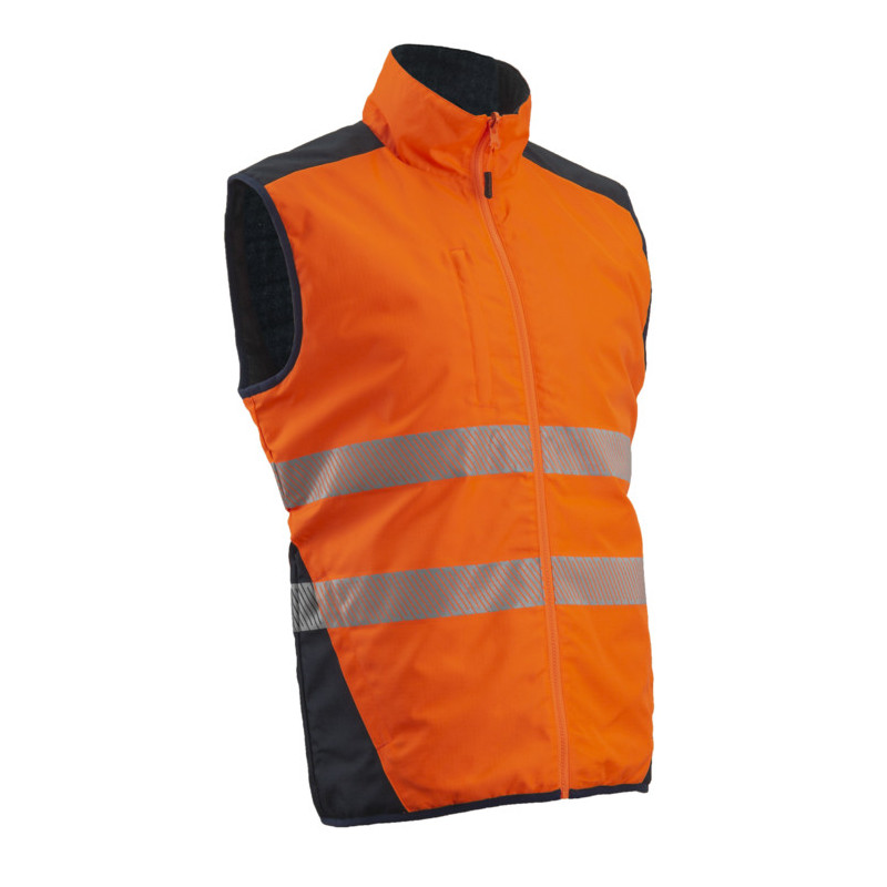 Gilet froid - YORU - Réversible Ripstop 100% PES + Bandes segmentées - Orange HV/Marine - COVERGUARD | 5YOR170