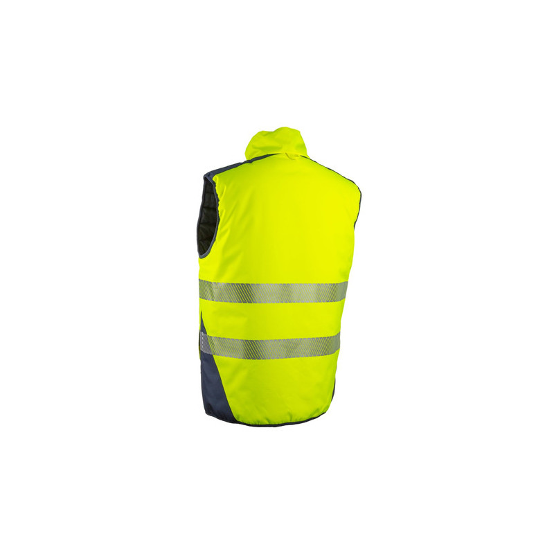Gilet froid - YORU - Réversible Ripstop 100% PES +  Bandes segmentées - Jaune HV/Marine - COVERGUARD | 5YOR160