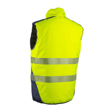 Gilet froid - YORU - Réversible Ripstop 100% PES +  Bandes segmentées - Jaune HV/Marine - COVERGUARD | 5YOR160