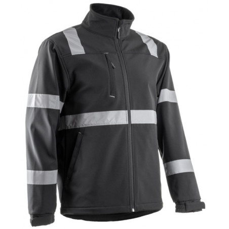 Veste Softshell - VIGILE - 100% PES + TPU membrane + Polaire 330g/m2 + Bandes - Noir - COVERGUARD | 5VIG010