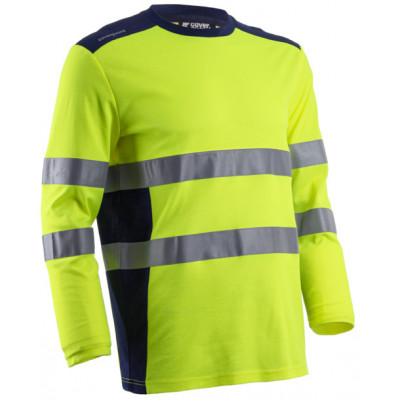 T-shirt manches longues - RIKKA - 55% CO/45% PES UPF 35+ 150g/m2 - Jaune HV/Marine - COVERGUARD | 5RIK160
