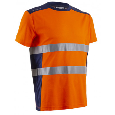 T-shirt manches courtes - NEKKI - 55% CO/45% PES UPF 35+ 150g/m2 - Orange HV/Marine - COVERGUARD | 5NEK170