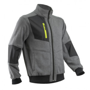 Veste thermique - MIKAN - Molleton 70% CO/30% PES 300g/m2 + Empiècements Ripstop - Gris chiné/Lime - COVERGUARD | 5MIK350