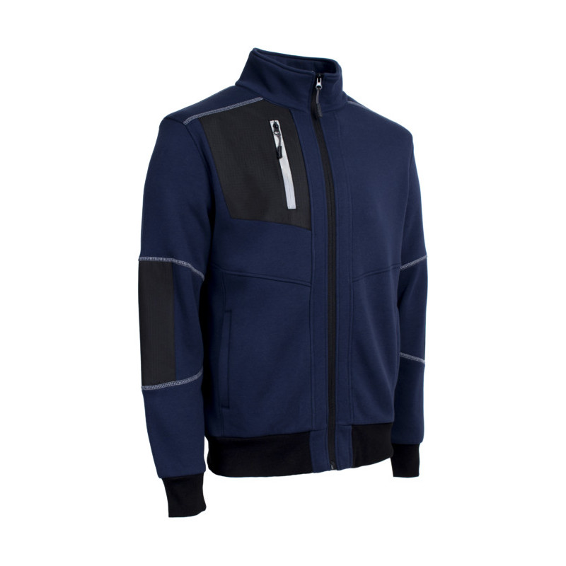 Veste thermique - MIKAN - Molleton 70% CO/30% PES 300g/m2 + Empiècements Ripstop - Marine/Réfléchissant - COVERGUARD | 5MIK120