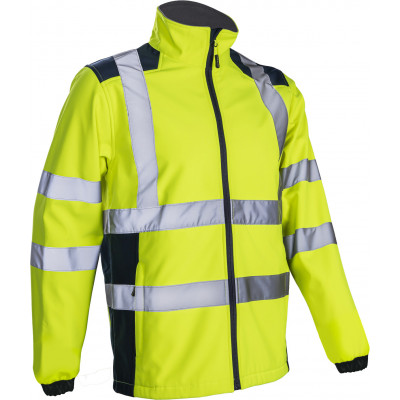 Veste softshell - KANPA - 100% PES stretch mécanique + TPU membrane + Polaire 295g/m2 - Jaune HV/Marine - COVERGUARD | 5KPA16