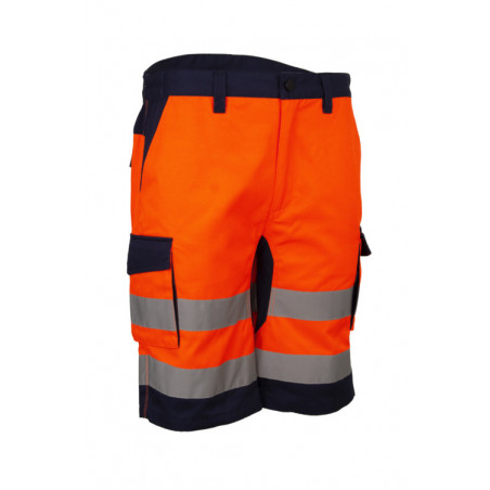 Bermuda - HIBANA - 60% CO/40% PES 270g/m2 + Stretch - Orange HV/Marine - COVERGUARD | 5HBS170