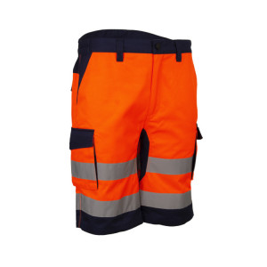 Bermuda - HIBANA - 60% CO/40% PES 270g/m2 + Stretch - Orange HV/Marine - COVERGUARD | 5HBS170