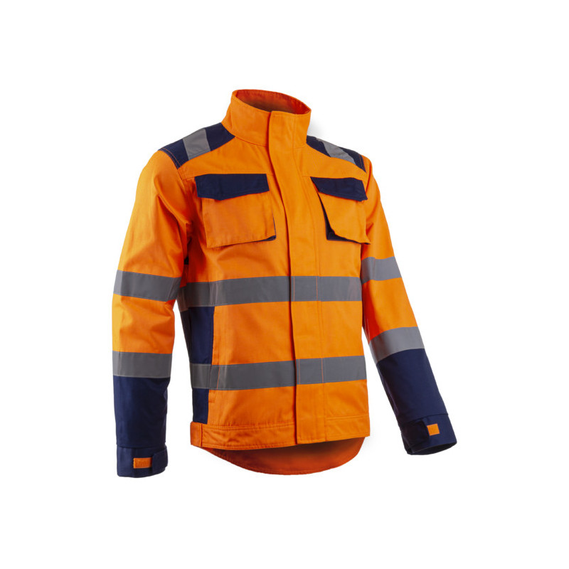 Veste - HIBANA - 60% CO/40% PES 270g/m2 + Stretch - Orange HV/Marine - COVERGUARD | 5HBJ170