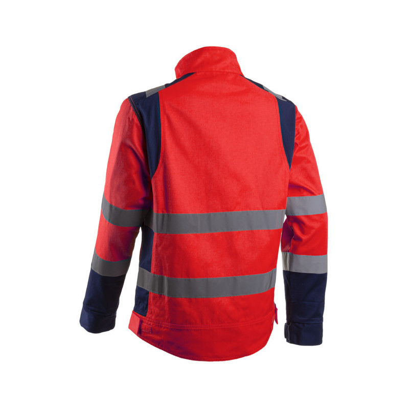 Veste - HIBANA - 60% CO/40% PES 270g/m2 + Stretch - Rouge HV/Marine - COVERGUARD | 5HBJ130