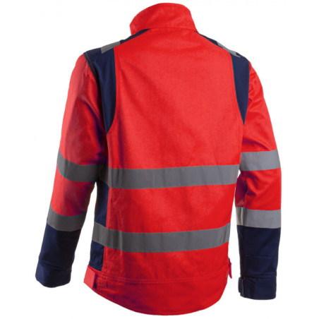 Veste - HIBANA - 60% CO/40% PES 270g/m2 + Stretch - Rouge HV/Marine - COVERGUARD | 5HBJ130