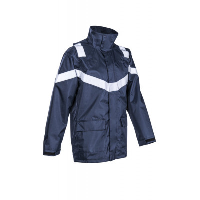Parka de pluie FR - DAGDA - 100% PES 300D oxford enduit PU + 100% Coton FR 160g/m2 - Marine - COVERGUARD | 5DAG12
