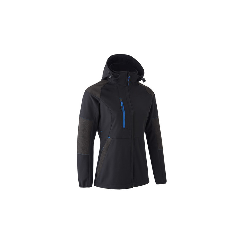 Veste Softshell - ANTILOPE - Ripstop 94% PES/6% EA + TPU membrane + Polaire - 350g/m2 - Noir/Bleu - COVERGUARD | 5ANT010