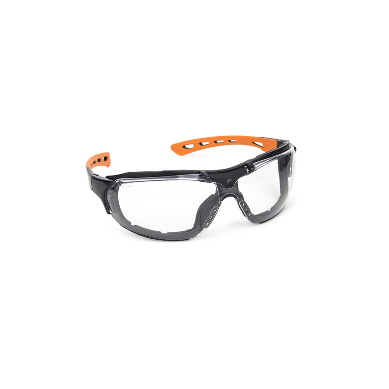 Lunettes de protection EUROLUX noir/orange, incolore anti-buée N 0% métal - COVERGUARD | MO60990