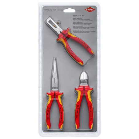Lot de 3 pinces isolées 1000V. 70 06 160 / 11 06 160 / 26 16 200 - KNIPEX | 003130BKV03