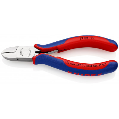 Pince coupante électronique petit biseau 130mm - Ressort - Gainage bi-matière - KNIPEX | 7702130SB