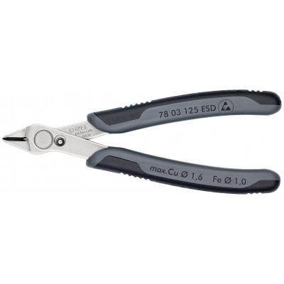 Pince coupante Super Knips® 125mm - Ressort - Bi-matière ESD - Inox - KNIPEX | 7803125ESD